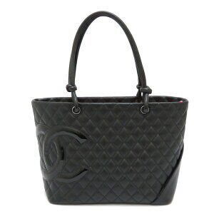 CHANEL Cambon Line Coco Mark Tote Bag Digits Lambskin Black Pink